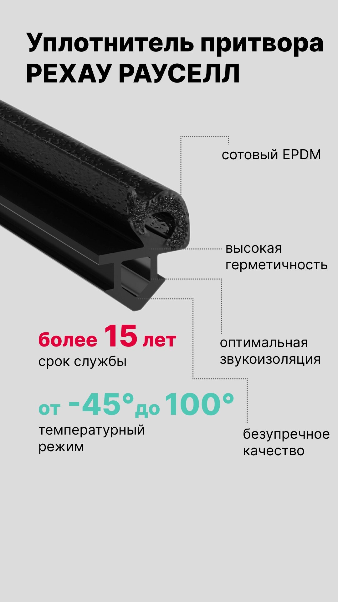 Прочие Аксессуары Для Окон И Дверей Уплотнитель для пластиковых окон и дверей, РЕХАУ рауселл. Цвет черный. 20 метров.