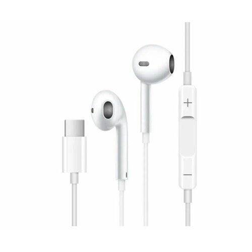 Проводные наушники для iPhone 15 15 Plus 15 Pro 15 Pro Max SUPER QUALITY Разъем Type-C Белый ZELMAG 119900₽