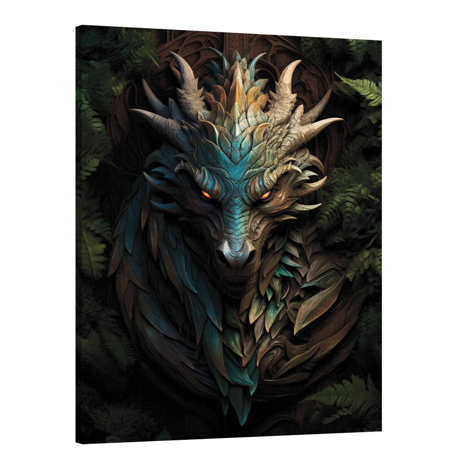 Интерьерная картина 50х70 "Древний дракон из дерева"