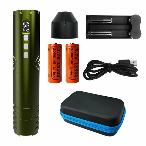 Беспроводная машинка ручка для тату и татуажа Big Wasp Arrow RTM-114 Wireless Pen Army Green