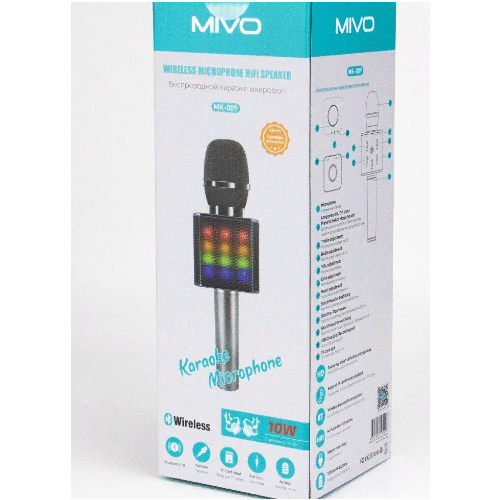 Беспроводной Bluetooth микрофон Mivo MK-009 с караоке 10Вт1200мАчSDAUX 256000₽