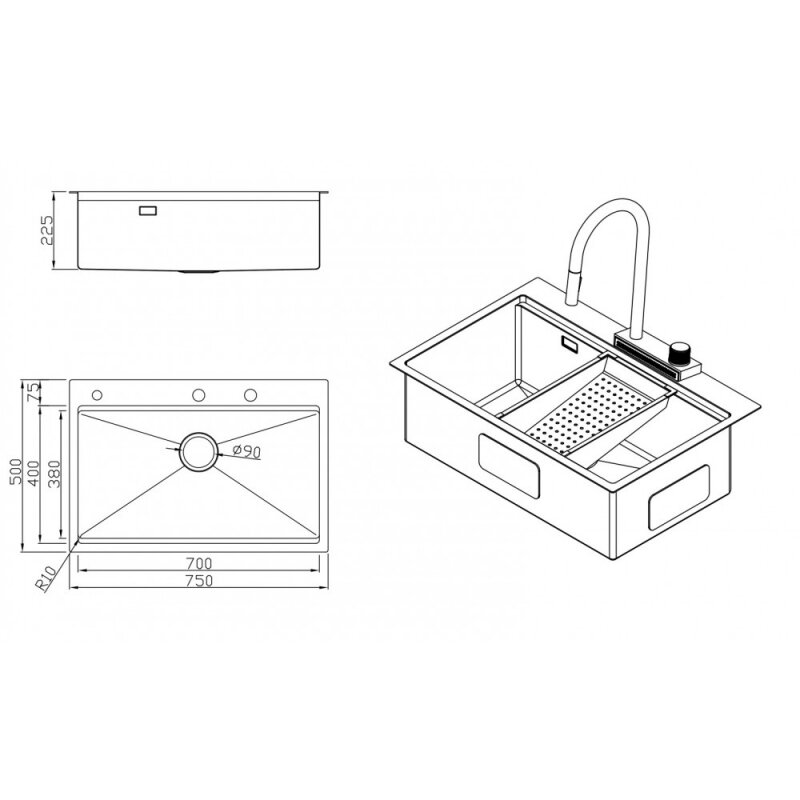 Кухонная мойка со смесителем Milacio Denia 75 Steel (MC.77428) золото - фотография № 16