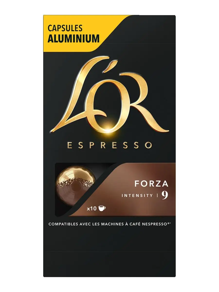 Кофе в алюминиевых капсулах L'OR "Espresso Forza" для кофемашин Nespresso, 10 порций, франция, 4028605, 622082