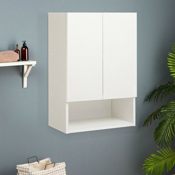 фото Шкаф навесной для ванной комнаты "Порто 50" (2 двери), 50 х 24 х 72 см