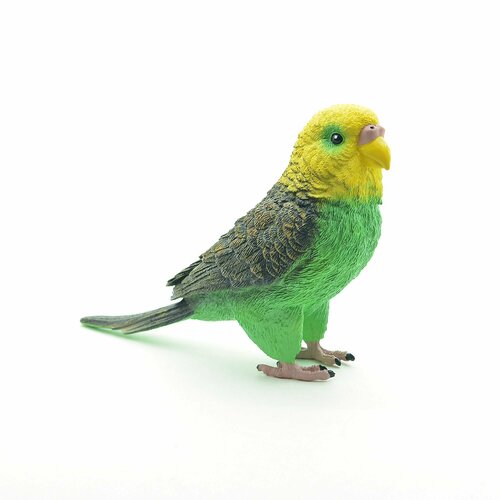 Фигурка животного Zateyo Птица Волнистый Попугай, зелёный, игрушка для детей коллекционная, декоративная 18х5.5х11.7 см