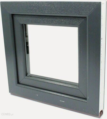 Изображение товара Окна пластиковые (ПВХ) 60 мм. Размер 500мм*500мм, одностворчатое, поворотно-откидное, стеклопакет двухкамерный (4-10-4-10-4), цвет «Графит»