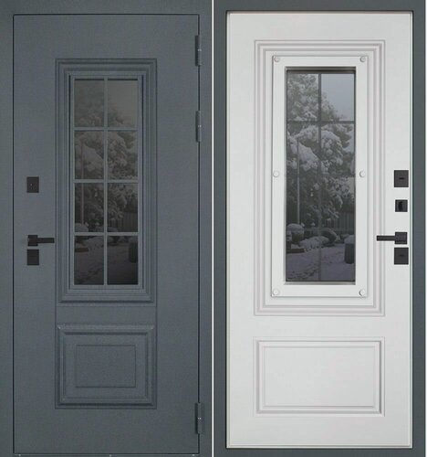 Изображение товара Дверь входная металлическая булава "Терморазрыв 3К Арктика с Окном" 880 Левая