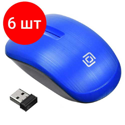 Комплект 6 штук, Мышь компьютерная Oklick 525MW синий опт (1000dpi) беспр USB (2but) беспроводная мышь oklick 525mw оранжевый оптическая 1000dpi беспроводная usb 2but