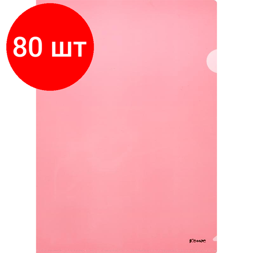 Комплект 80 штук, Папка уголок Комус А4 180мкм (красный)