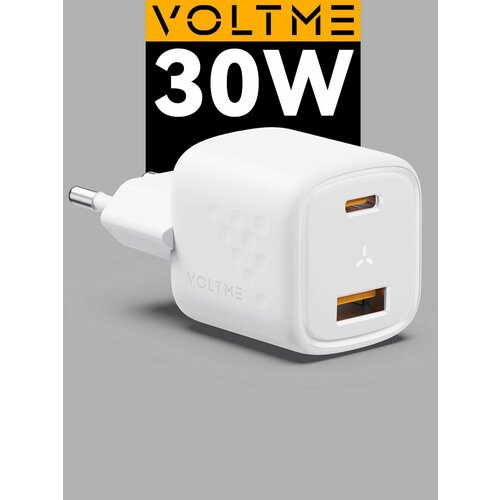 Зарядное устройство VOLTME Revo 30CA GaN, 30 Вт, блок питания USB Type C A, быстрая зарядка для телефона iPhone Samsung, адаптер белый Online Box