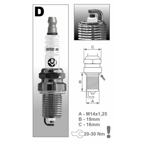 Свеча зажигания Super R DR14YC (1366) brisk 1шт