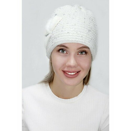 фото Шапка lemmex шапка "месея", размер 55-56, белый