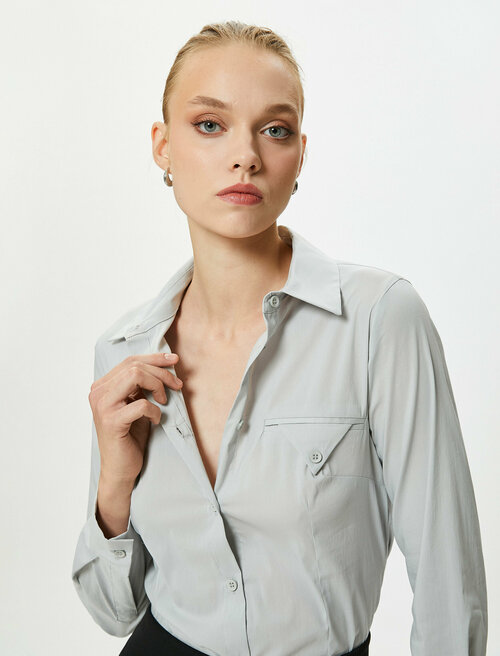 Рубашка  KOTON, размер 40, серый