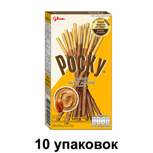 Glico Печенье Pocky в шоколаде с миндалем, 43,5 г, 10 уп