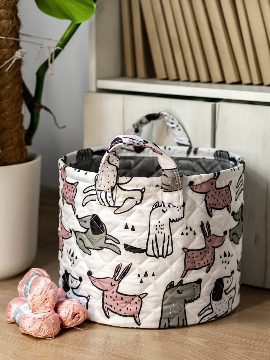 Корзина для хранения органайзер для вещей белья игрушек тканевая Cute Puppy 30x25