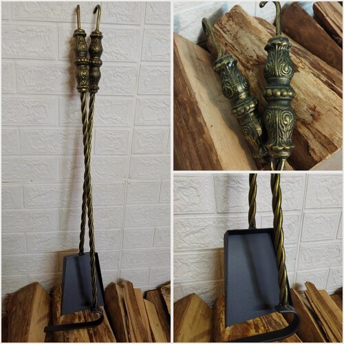 Изображение товара Кочерга и совок с крючком на подвесе, черный