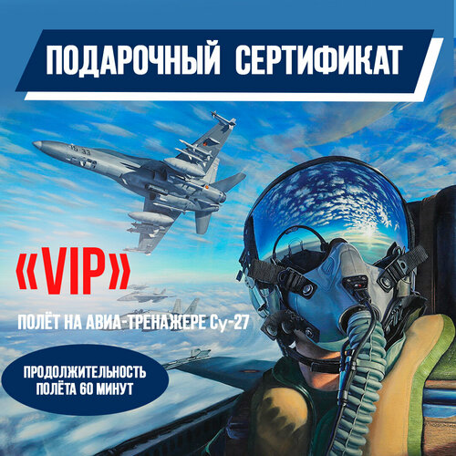 Подарочный сертификат полет на авиатренажере СУ-27, VIP, 60 минут, 8000