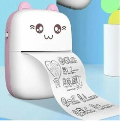 Портативный детский мини принтер (Mini Printer), электронная игрушка, карманный принтер для печати, цвет - розовый