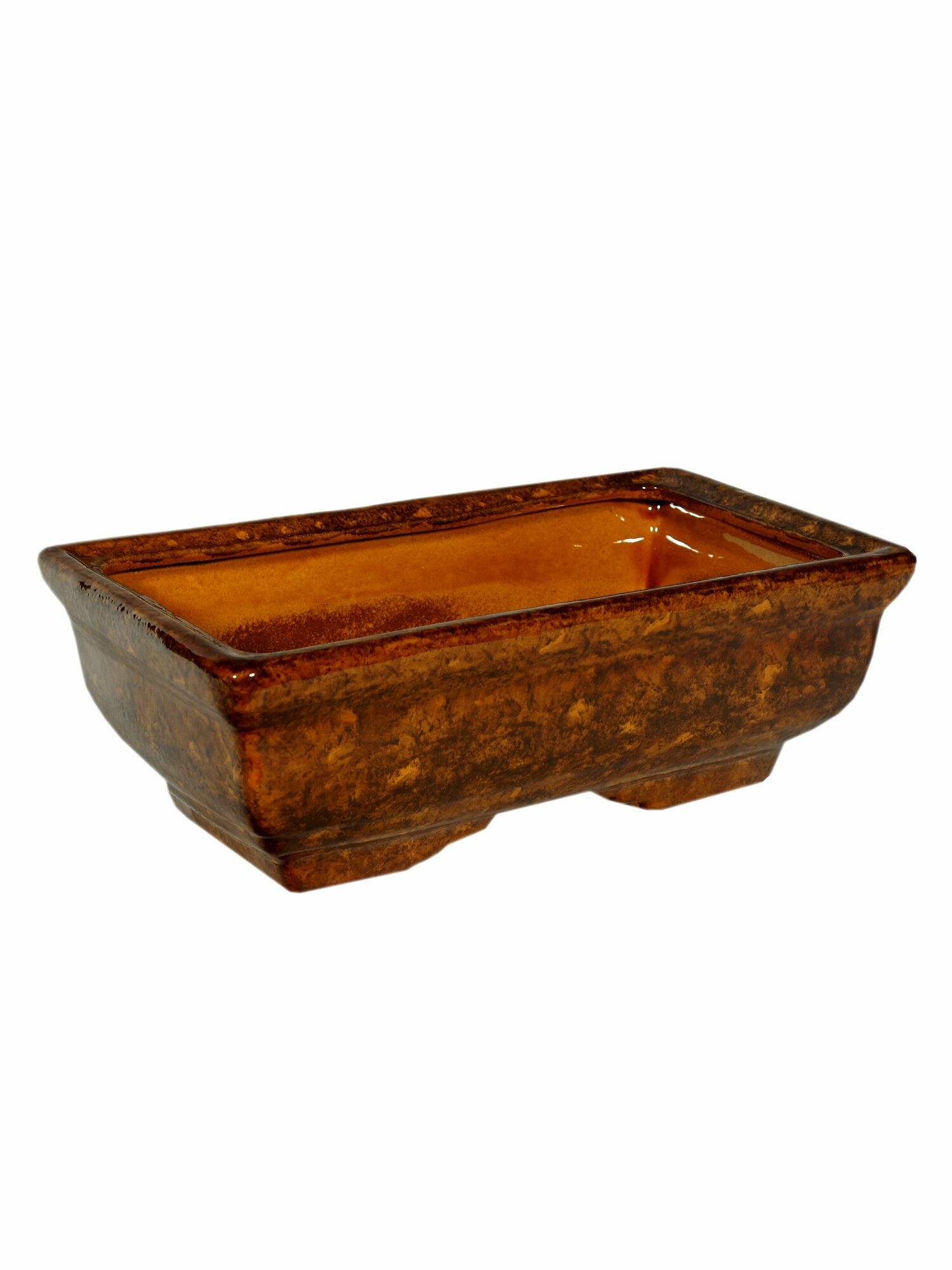 Кашпо для бонсая керамическое прямоугольное Бонсайница №2 коричневое 2,5л