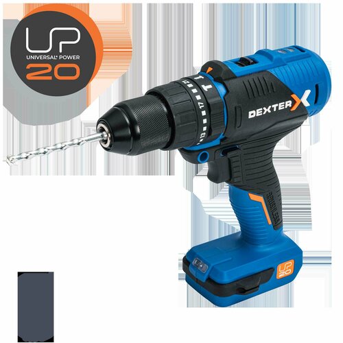 Дрель бесщеточная ударная аккумуляторная Dexter 20VIDV3-60BLA1 20 В Li-ion без АКБ и ЗУ 1010400₽