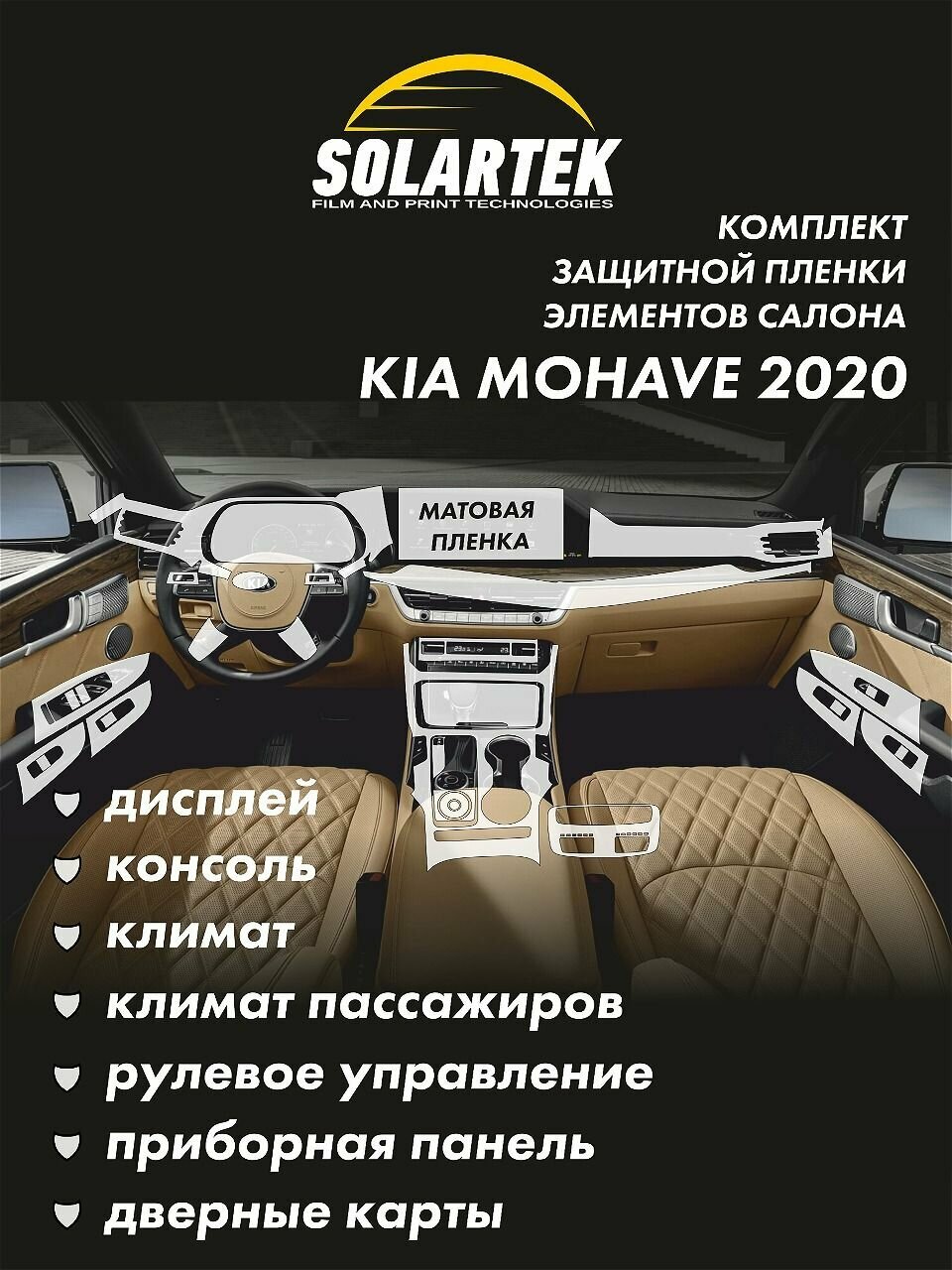 KIA MOHAVE 2020 Комплект защитных глянцевых пленок - полный набор