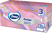 Салфетки бумажные ZEWA Deluxe Дизайн 3-слоя в коробке, 90шт