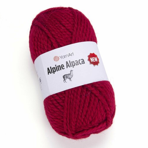 Пряжа Alpine Alpaca New YarnArt, красный - 1434, 20% альпака, 20% шерсть, 60% акрил, 3 мотка, 150 г, 120 м.