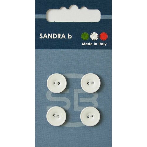 Пуговицы Sandra b - круглые, белые, пластиковые, 4 шт, 1 упаковка