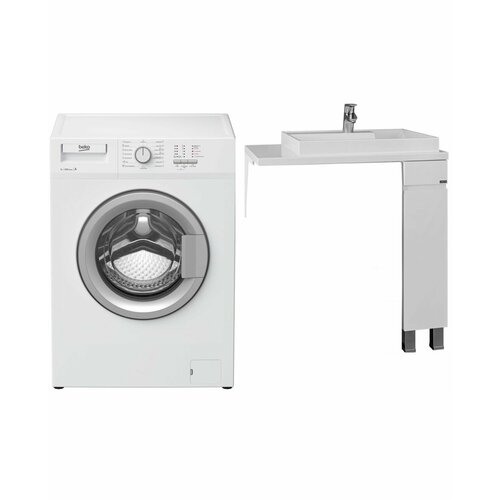 Стиральная машина Beko WRS 54P1 BSW и раковина над стиральной машиной Юпитер 80R