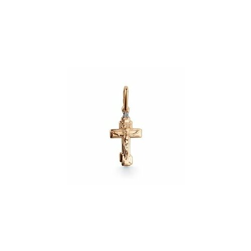крест даръ крест из желтого золота с бриллиантом 20161 Крестик Dewi, красное золото, 585 проба, бриллиант, размер 1.7 см.