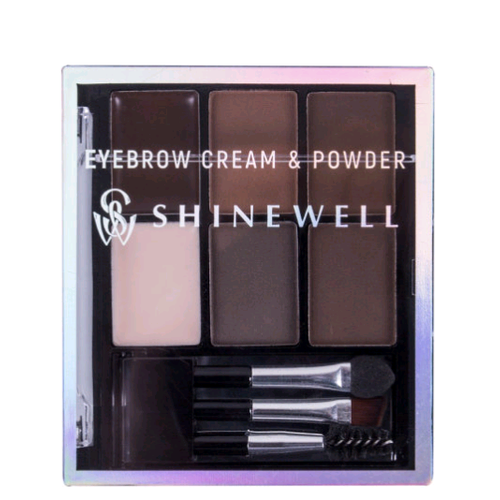Shinewell Eyebrow Cream & Powder Универсальный набор для стилизации бровей №bc1-2/1 коричневый+графит