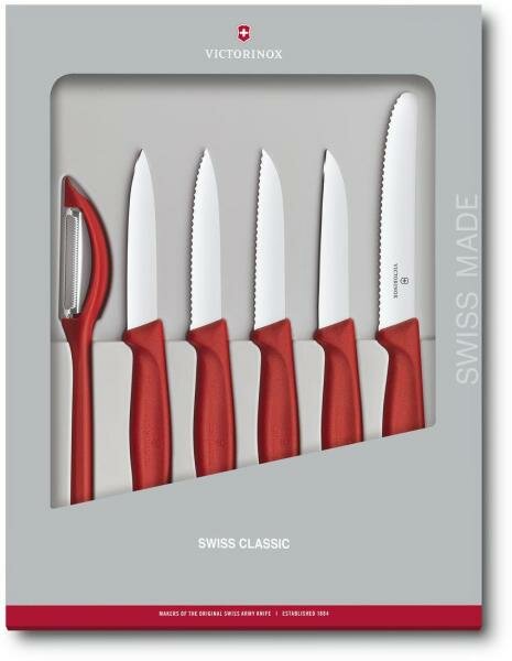 Набор ножей кухон. Victorinox Swiss Classic Kitchen (6.7111.6G) компл:6шт красный подар. коробка