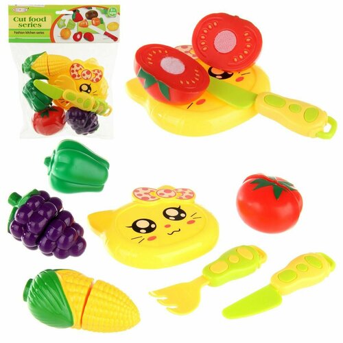 Игрушечные фрукты и овощи на липучках, с доской и ножом, 8 предметов, Veld Co набор фруктов 2