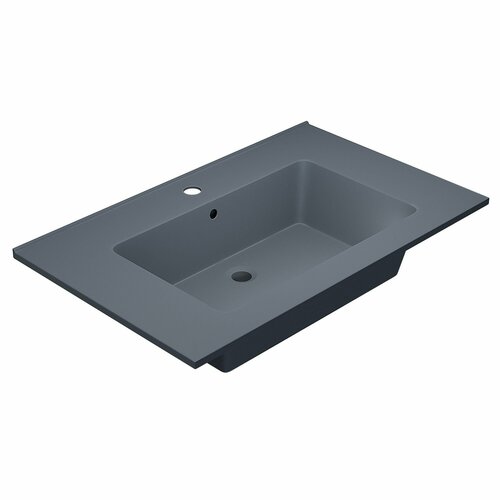 Раковина кварцевая для ванной Uperwood Parma Quartz, 75х47,5х15,8 см, серая матовая, бетон