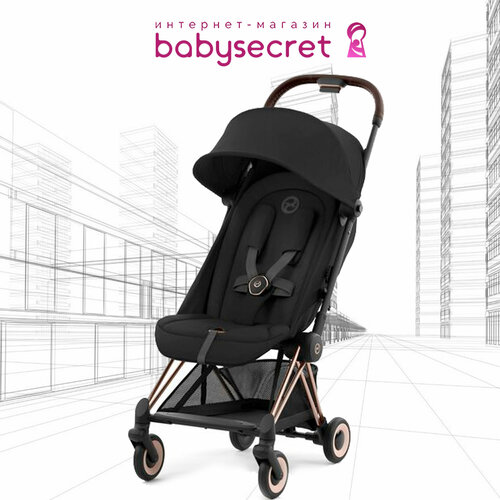 фото Прогулочная коляска cybex coya sepia black на шасси rosegold