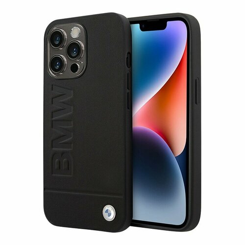 Кожаный чехол BMW для iPhone 14 Pro Max, черный (MagSafe) Signature Logo imprint