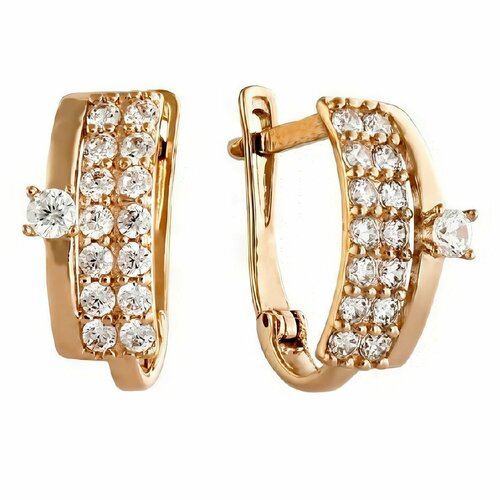 Серьги JEDA, красное золото, 585 проба, фианит