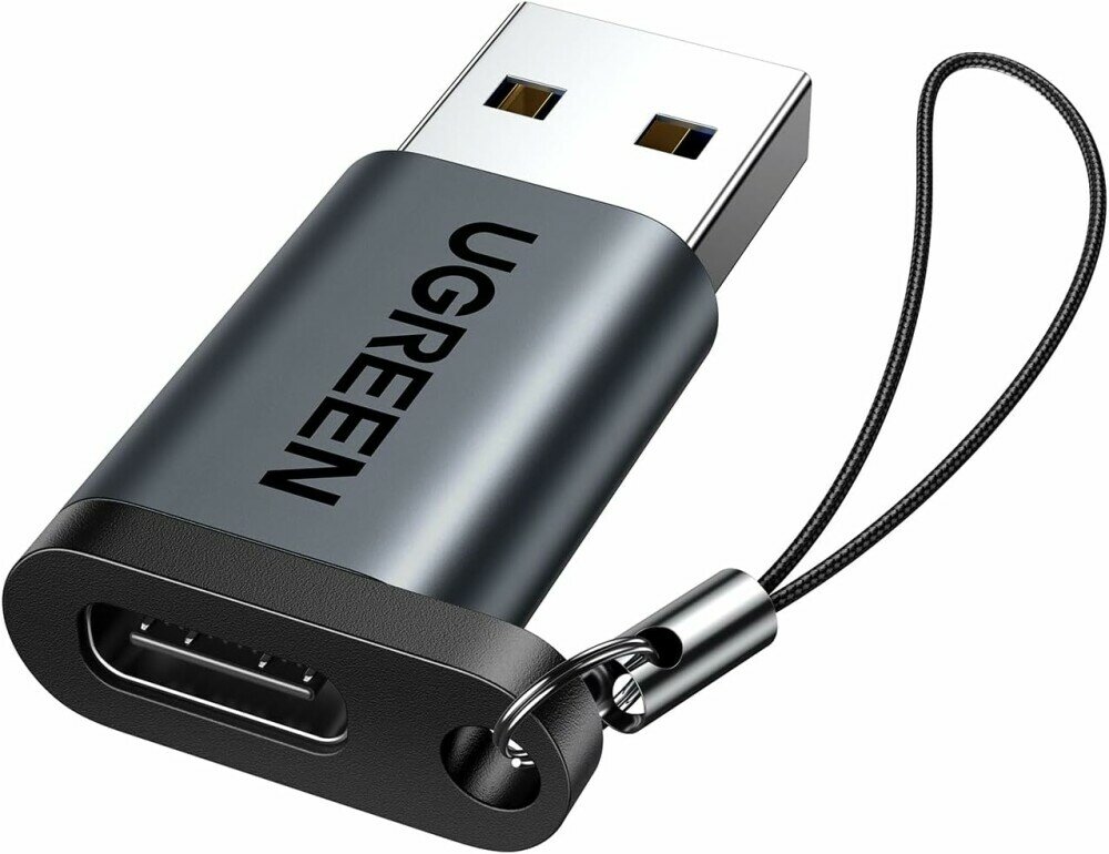 Переходник USB A (M) - USB Type-C (F) UGREEN US276 Black (35000)
