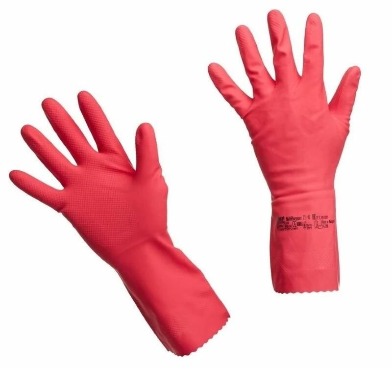 Перчатки латексны, Vileda Professional, Виледа MultiPurpose Многоцелевые, размер М, 1 пара, красные