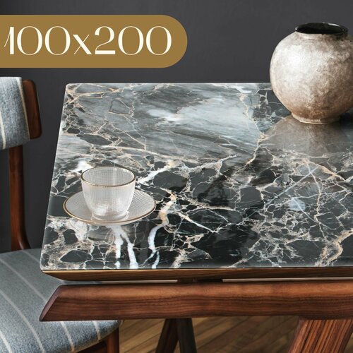 На стол гибкое стекло с рисунком 100x200 см 08мм Черный Гранит 1859₽