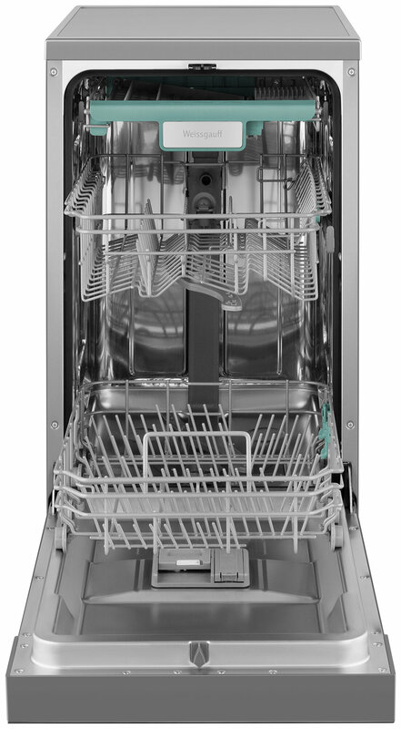Посудомоечная машина c авто-открыванием и инвертором Weissgauff DW 4538 Inverter Touch Inox,3 года гарантии, 3 корзины, 10 комплектов, 9 программ, дозагрузка посуды, цветной дисплей, сенсорное управление, полная защита от протечек AquaStop