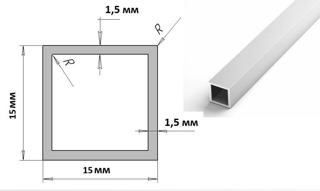 фото Труба профильная 15х15х1,5 мм