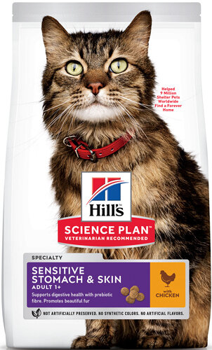Хиллс 604721 Sensitive Stomach & Skin сух. для кошек c чувствительной кожей и желудком 1,5кг