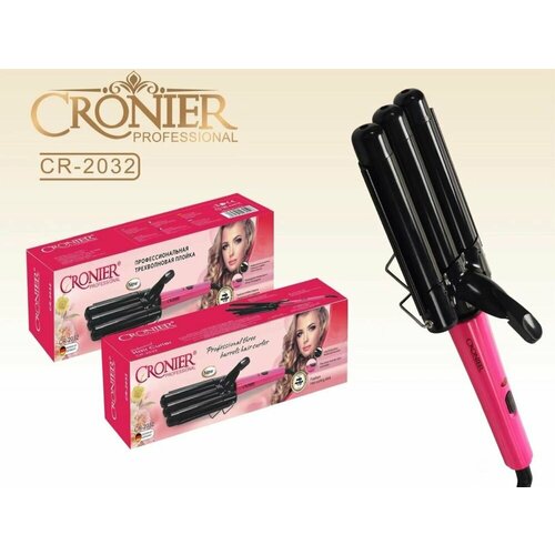 Плойка- щипцы тройная для локонов Профессиональный утюжок для завивки волос Черный розовый 220000₽