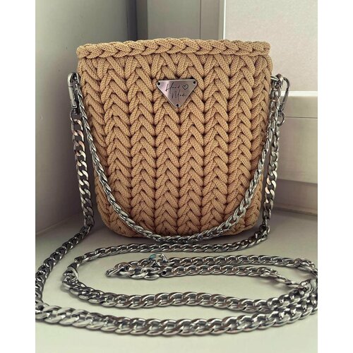 Сумка клатч Hand Made, фактура вязаная, бежевый, желтый