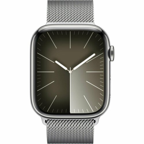 Apple Watch Series 9 45mm GPS + Cellular Silver Stainless Steel Case with Silver Milanese Loop