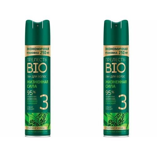 Прелесть Лак для волос BIO с экстрактом Зеленого чая, 250 мл, 2 шт
