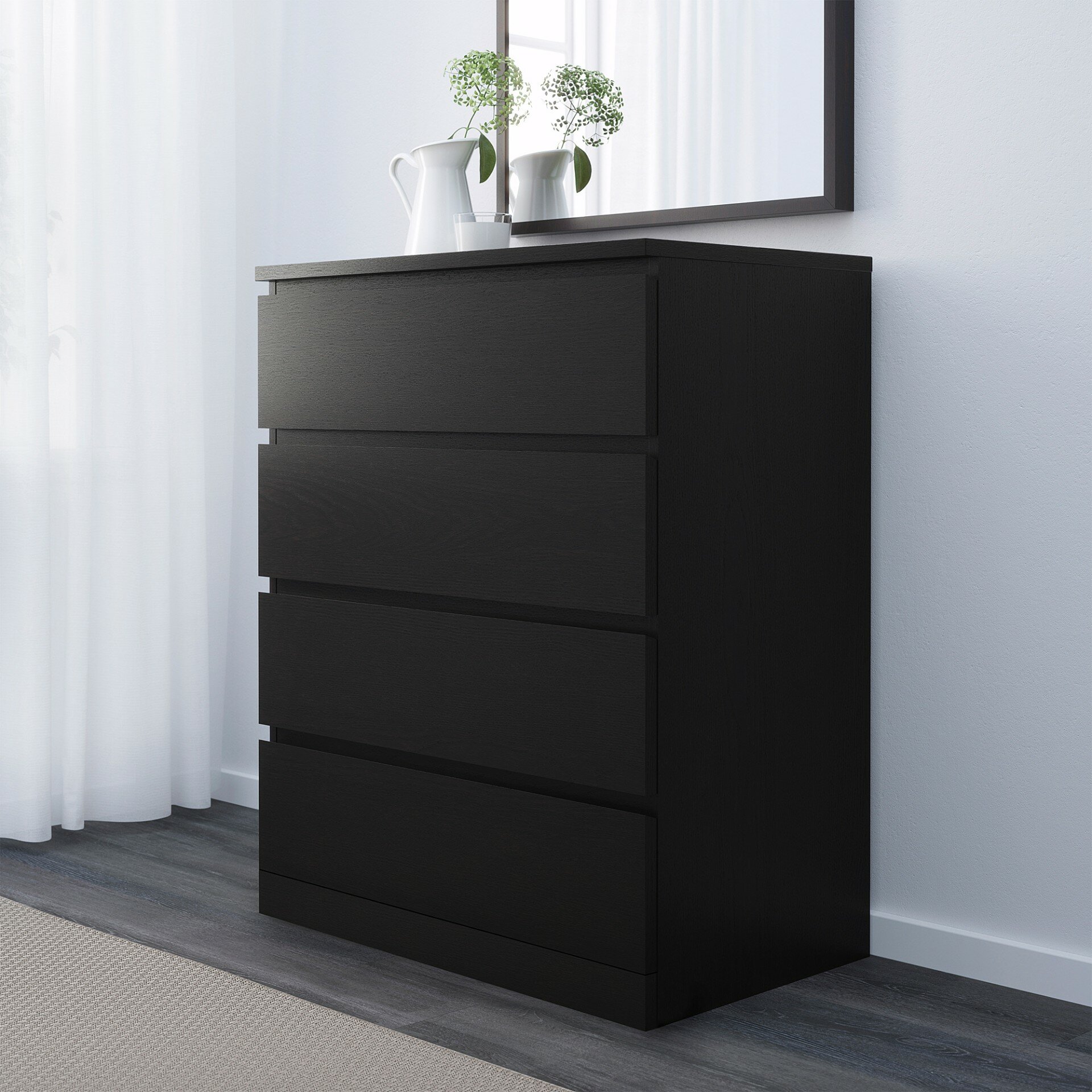фото Комод MALM IKEA Черный 0190 PR (4 ящика)