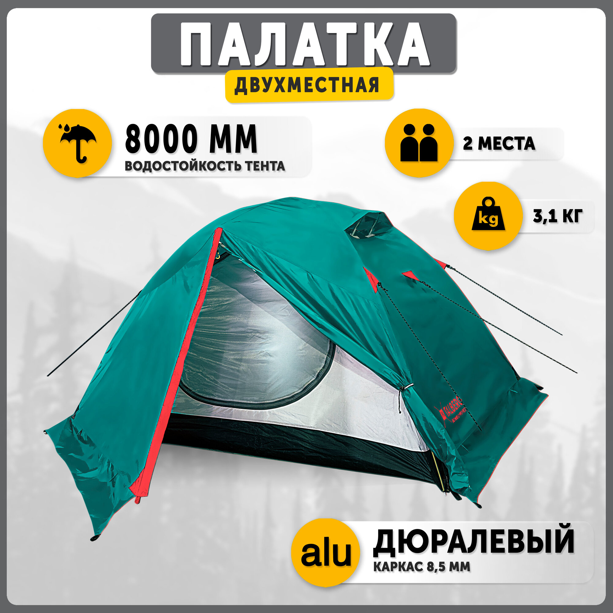 Палатка туристическая Talberg BOYARD PRO 2 , зелёный