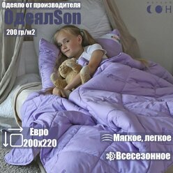 Одеяло Мягкий сон евро 200х220 см фиолетовое стеганое ТМ "ОдеялSon" серия Сова всесезонное гипоаллергенное для сна и отдыха / в подарок / для взрослых / для детей / для дачи / для беременных